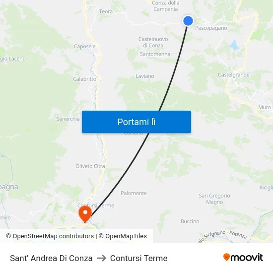Sant' Andrea Di Conza to Contursi Terme map