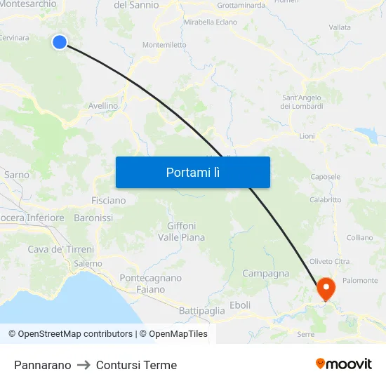 Pannarano to Contursi Terme map