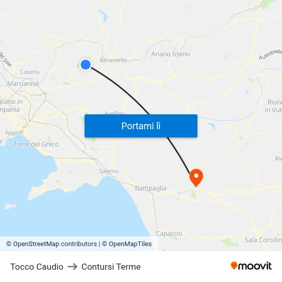 Tocco Caudio to Contursi Terme map
