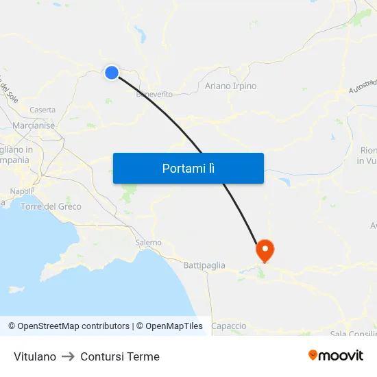 Vitulano to Contursi Terme map