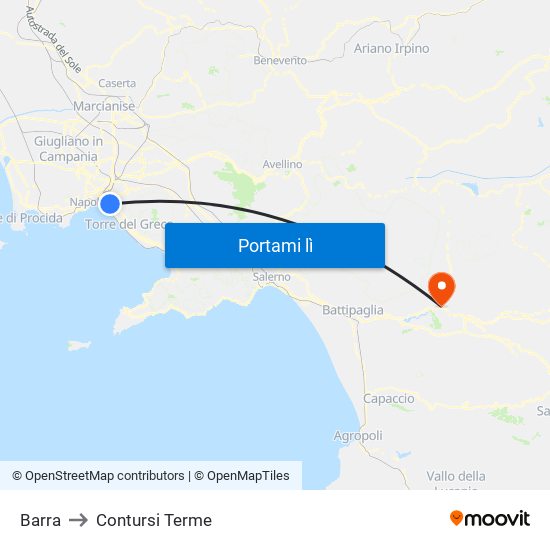 Barra to Contursi Terme map