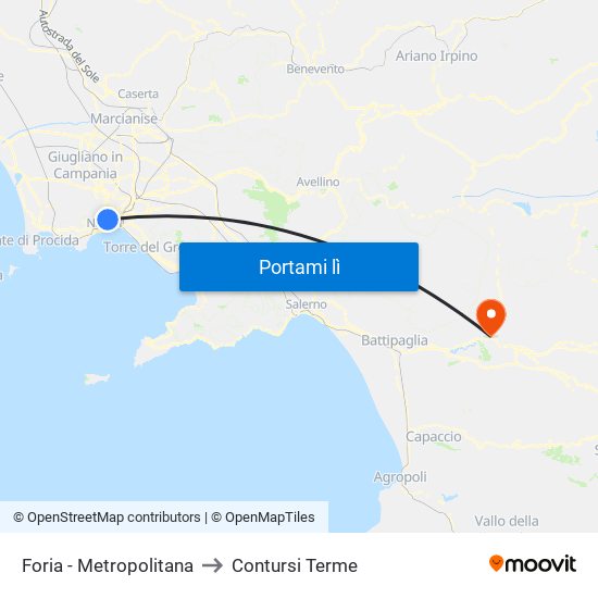 Foria - Metropolitana to Contursi Terme map