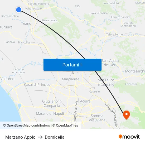 Marzano Appio to Domicella map