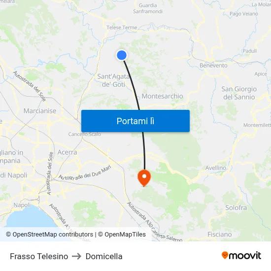 Frasso Telesino to Domicella map
