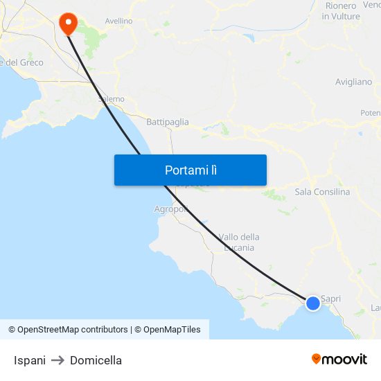Ispani to Domicella map