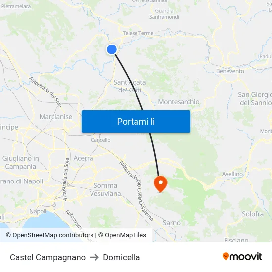Castel Campagnano to Domicella map