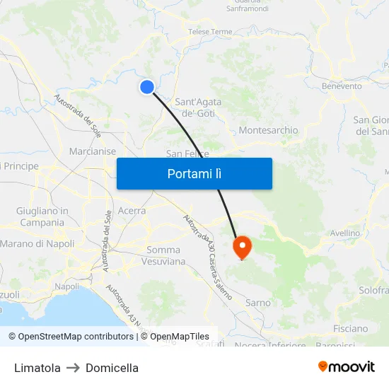 Limatola to Domicella map