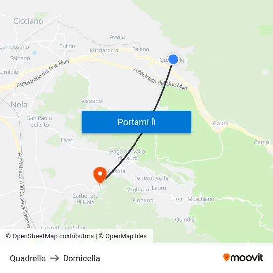 Quadrelle to Domicella map