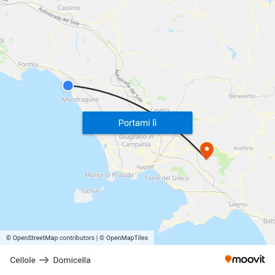 Cellole to Domicella map