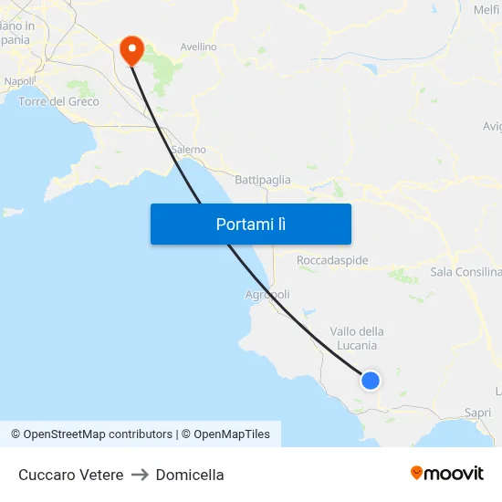 Cuccaro Vetere to Domicella map