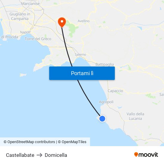 Castellabate to Domicella map