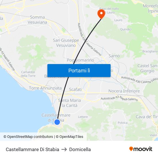 Castellammare Di Stabia to Domicella map