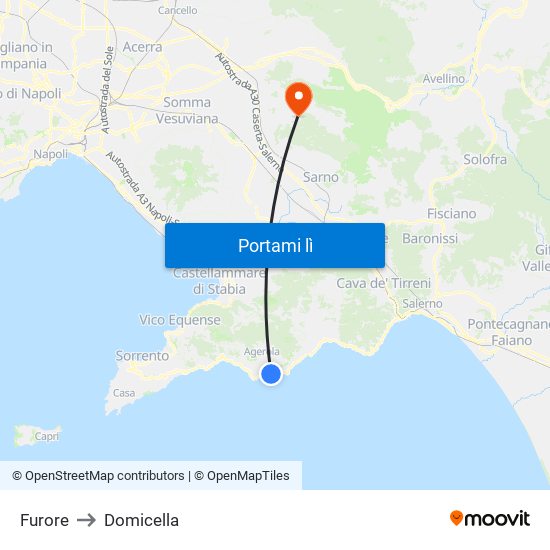 Furore to Domicella map