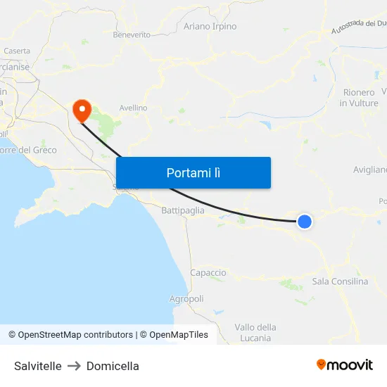 Salvitelle to Domicella map