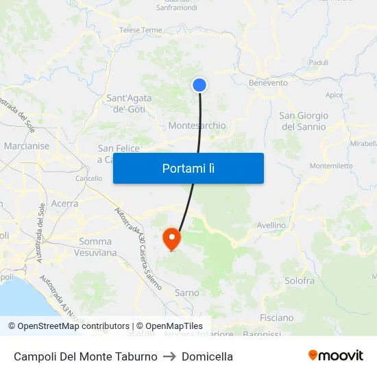 Campoli Del Monte Taburno to Domicella map