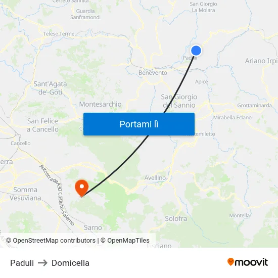 Paduli to Domicella map