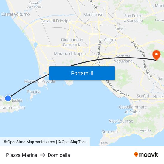 Piazza Marina to Domicella map
