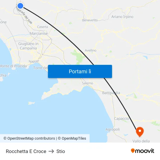 Rocchetta E Croce to Stio map
