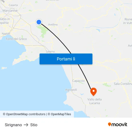 Sirignano to Stio map