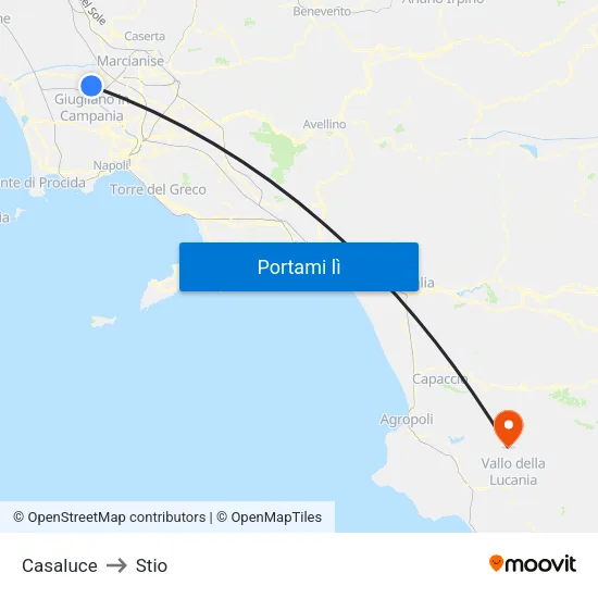 Casaluce to Stio map