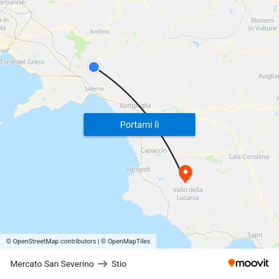 Mercato San Severino to Stio map