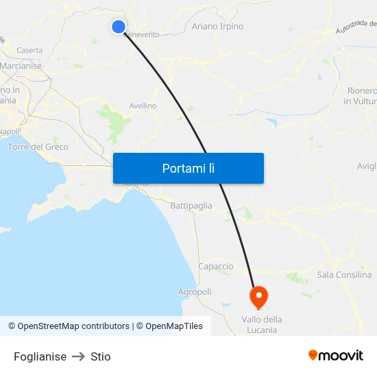 Foglianise to Stio map