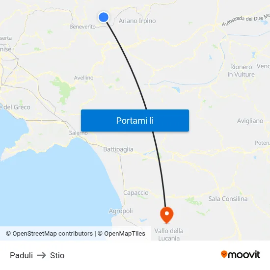 Paduli to Stio map