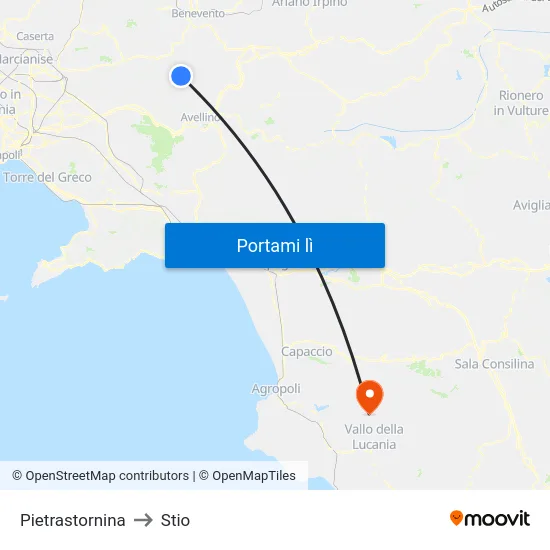 Pietrastornina to Stio map