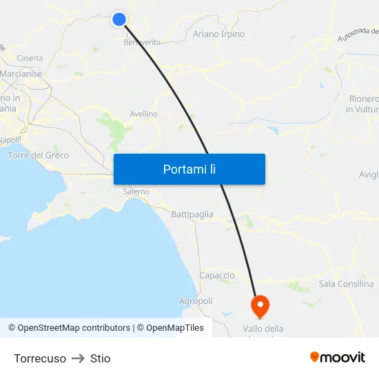 Torrecuso to Stio map