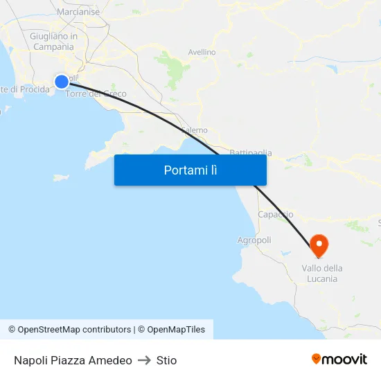 Napoli Piazza Amedeo to Stio map