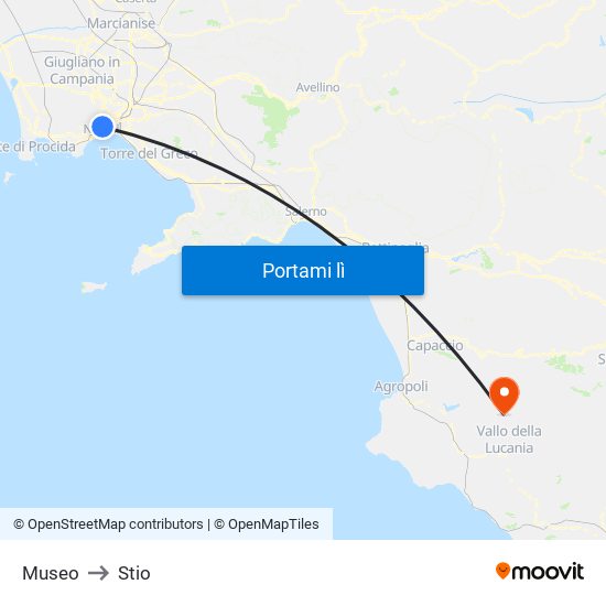 Museo to Stio map