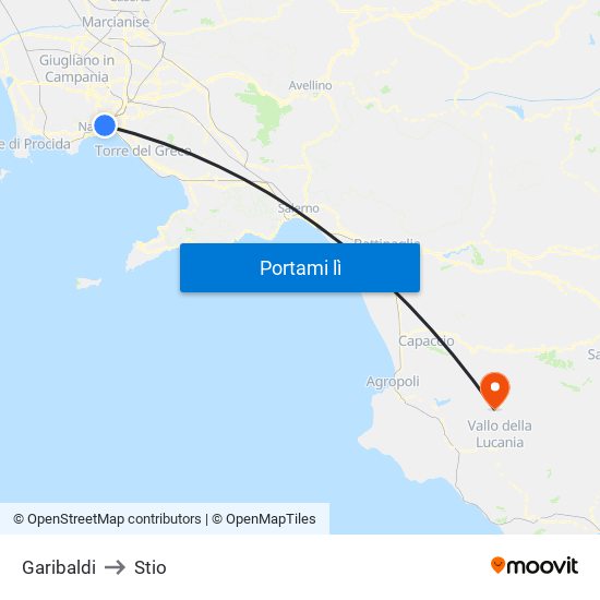 Garibaldi to Stio map