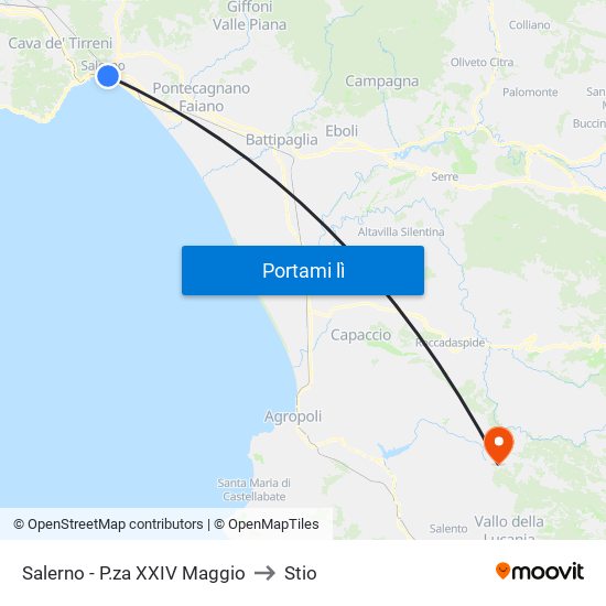 Salerno - P.za XXIV Maggio to Stio map