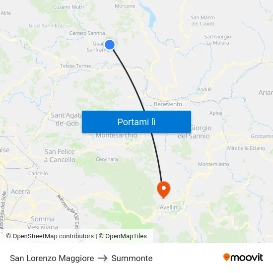 San Lorenzo Maggiore to Summonte map