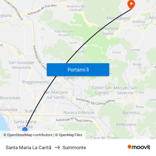 Santa Maria La Caritã to Summonte map