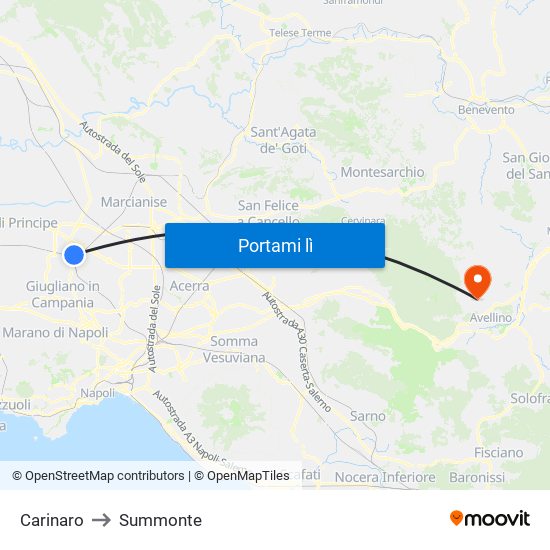 Carinaro to Summonte map