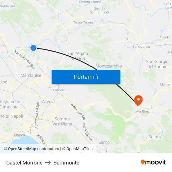 Castel Morrone to Summonte map