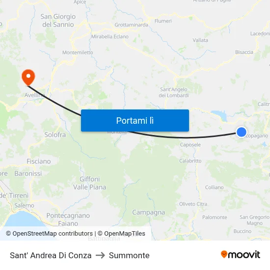 Sant' Andrea Di Conza to Summonte map