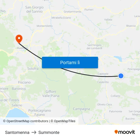 Santomenna to Summonte map