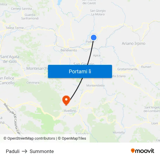 Paduli to Summonte map