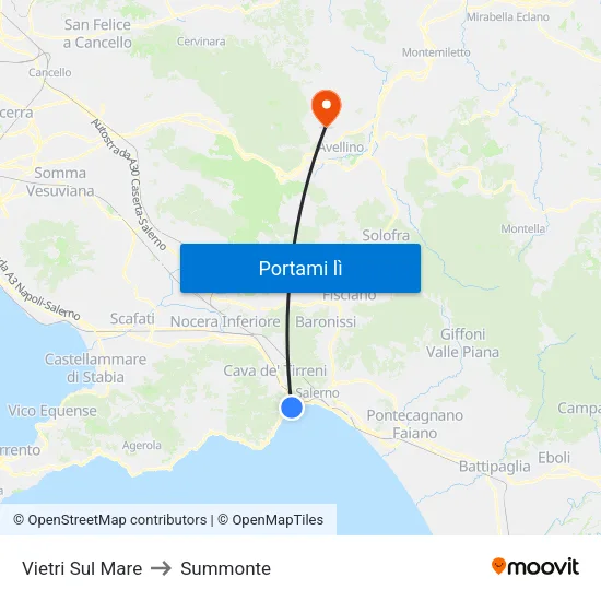 Vietri Sul Mare to Summonte map