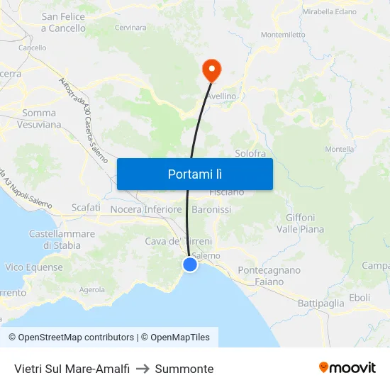 Vietri Sul Mare-Amalfi to Summonte map