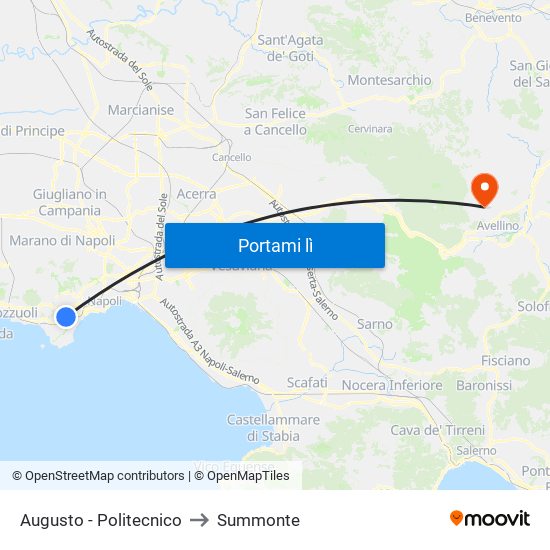 Augusto - Politecnico to Summonte map