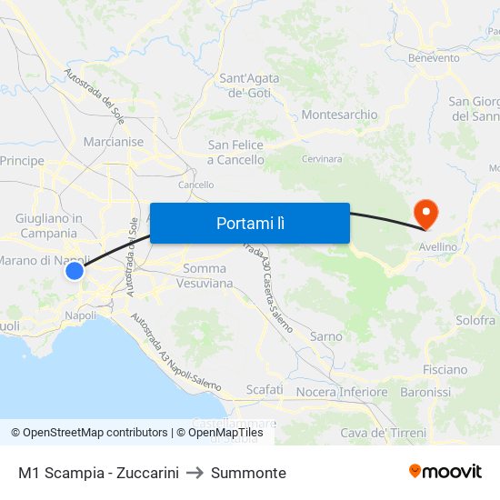 M1 Scampia - Zuccarini to Summonte map