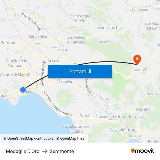 Medaglie D'Oro to Summonte map