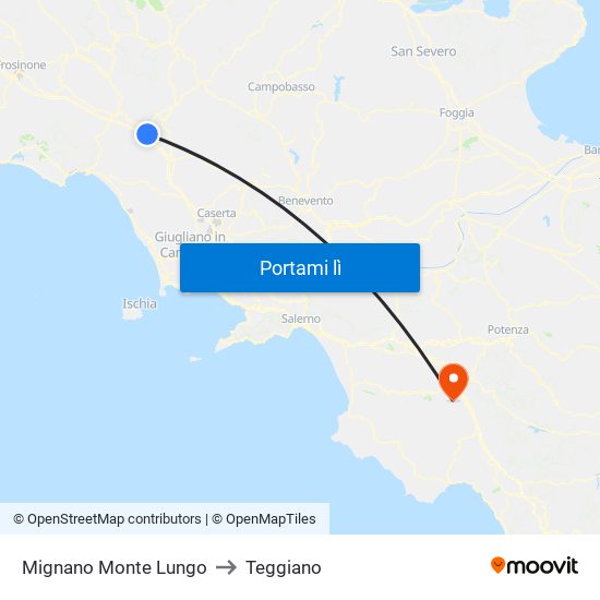 Mignano Monte Lungo to Teggiano map