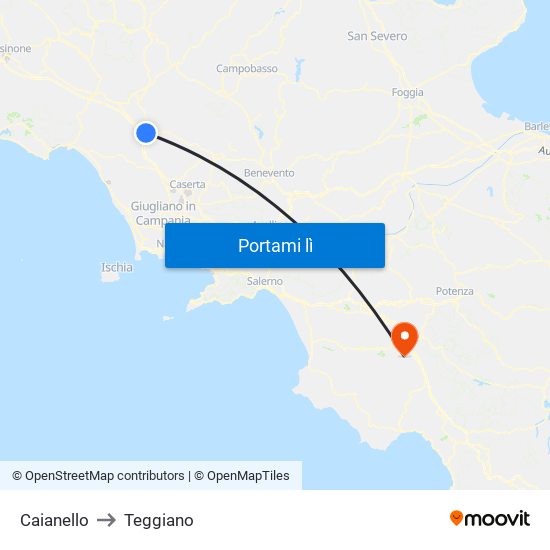Caianello to Teggiano map