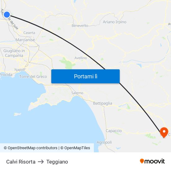 Calvi Risorta to Teggiano map