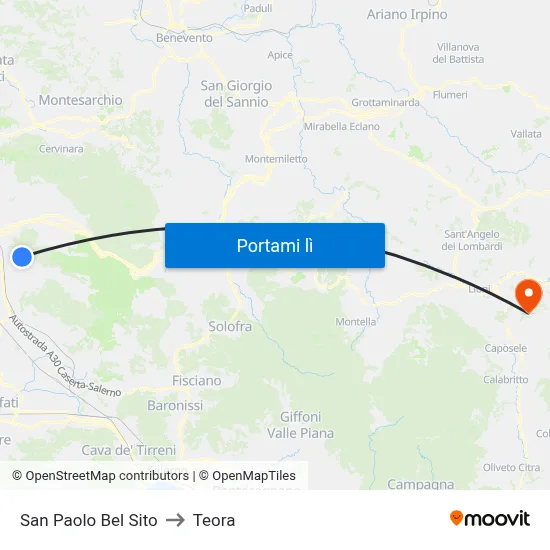 San Paolo Bel Sito to Teora map