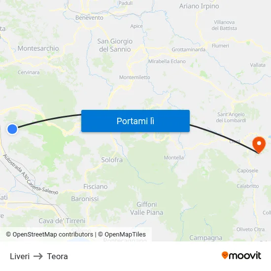 Liveri to Teora map